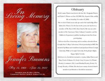 Memorial Pamphlet Printing