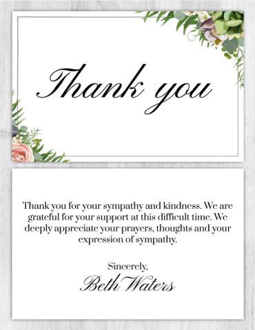 Funeral Program Thank You Card 1006