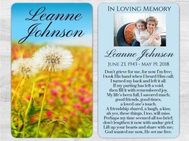 Dandelion Memorial Prayer Card