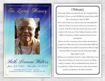 Customizable Memorial Pamphlet Shimmer