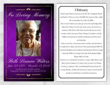 Personalized Memorial Pamphlet Purple