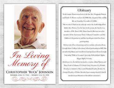 Personalized Memorial Pamphlet White Wood