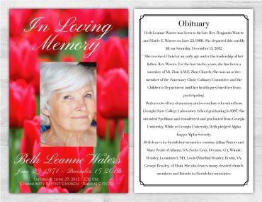 Memorial Service Program Tulips