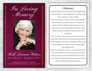 Memorial Service Program Printing Service