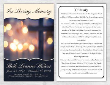 Custom Artistic Memorial Service Program