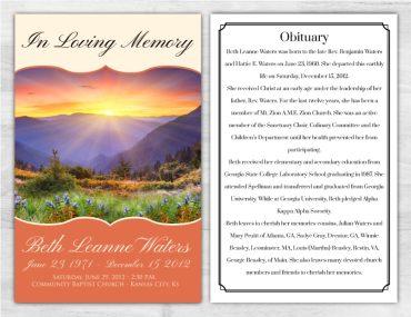 Custom Sunrise Memorial Service Program