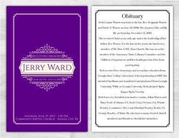 Memorial Service Program Purple Design