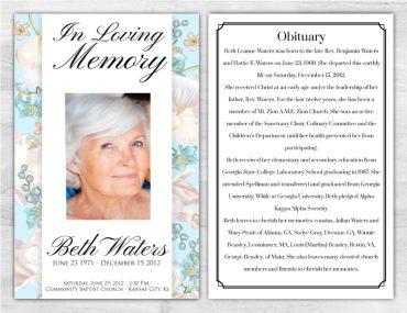 Memorial Service Program Flower Design