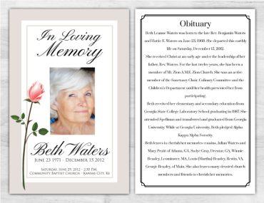 Memorial Service Program Rose Design