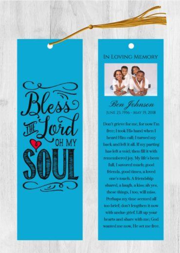 Funeral Bookmark Printing Blue