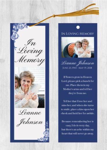 Funeral Bookmark Printing Loving Memory