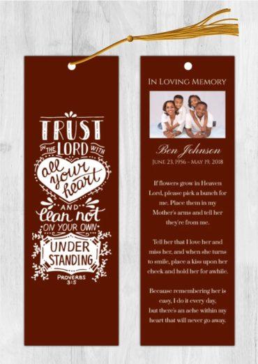 Funeral Bookmark Printing Brown