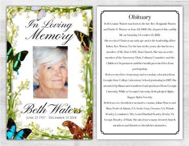 Memorial Service Program Butterflies