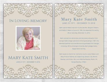 Customizable Memorial Service Program Printing