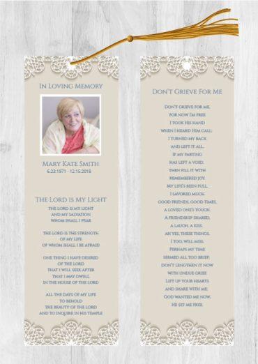 Funeral Bookmark Printing Pink Layout