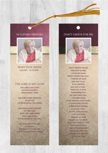 Funeral Bookmark Printing Prayer