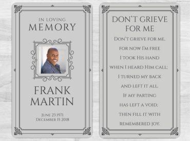 Laminated Memorial Cards To Remember Your Loved One