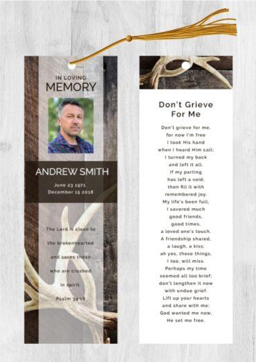 Funeral Bookmark Printing Antlers