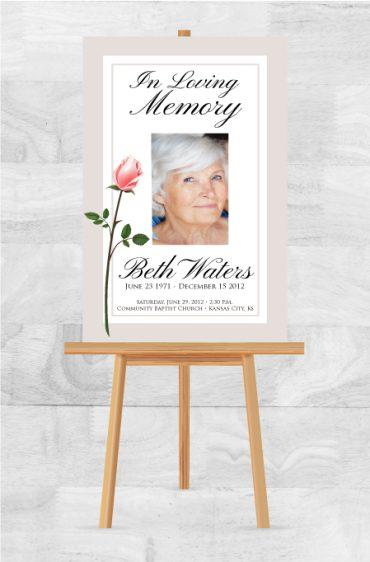 Memorial Poster for Funeral Pink Rose