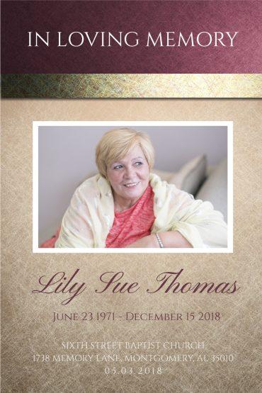 Funeral Program Memorial Poster 1079