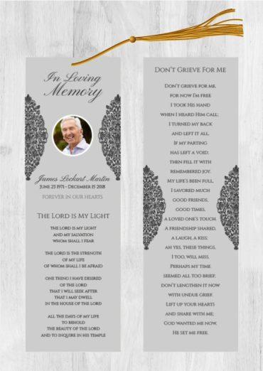 Funeral Bookmark Printing Loving Memory