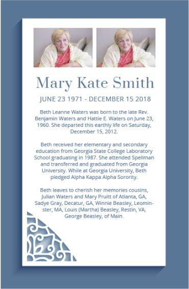 No Fold Memorial Funeral Program 1083