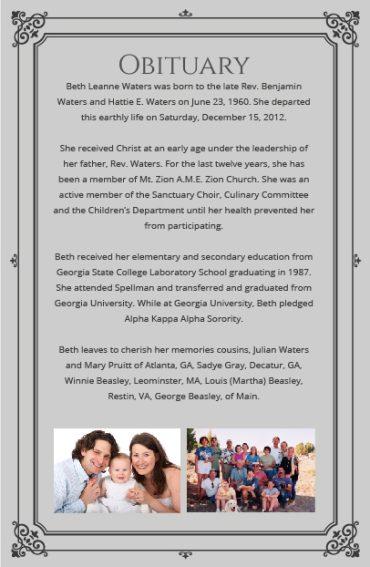 No Fold Memorial Funeral Program 1084