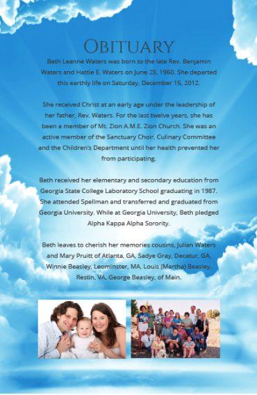 No Fold Memorial Funeral Program 1085