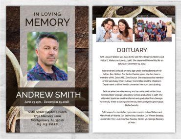 Rustic No Fold Funeral Brochure Printing Template