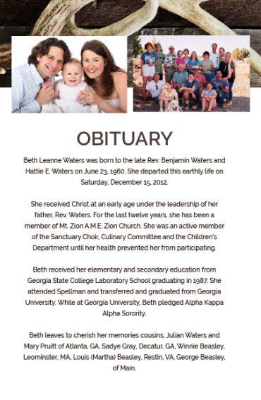 No Fold Memorial Funeral Program 1087