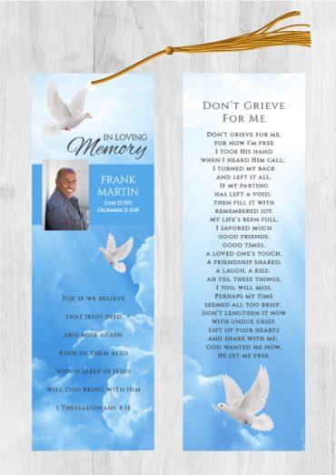 Funeral Bookmark Printing Dove