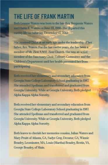 No Fold Memorial Funeral Program 1092