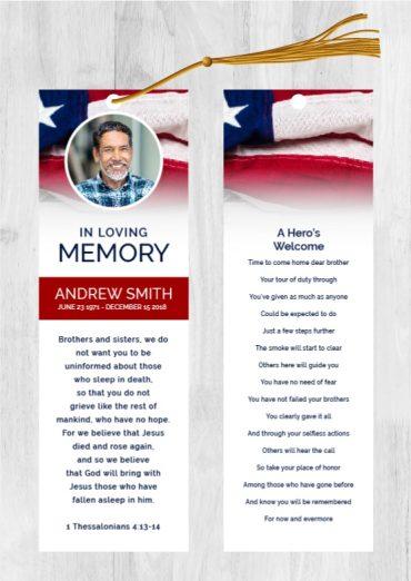 Funeral Bookmark Printing Flag