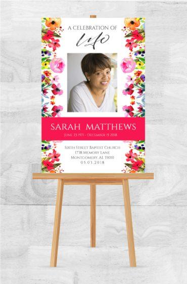 Memorial Poster for Funeral Floral Canvas