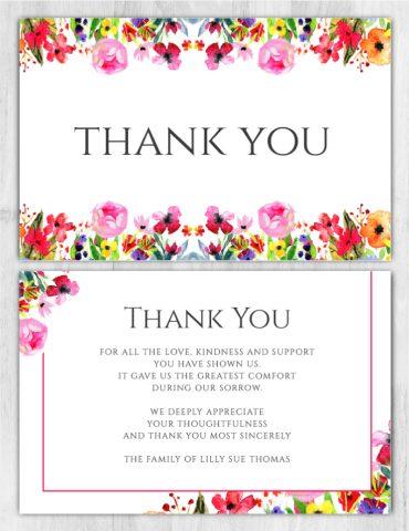 Memorial Thank You Cards Floral Theme