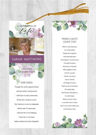 Funeral Bookmark Printing Floral