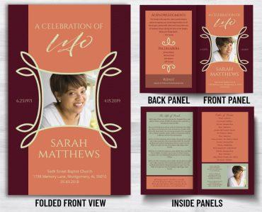 Celebration Of Life Custom Funeral Programs