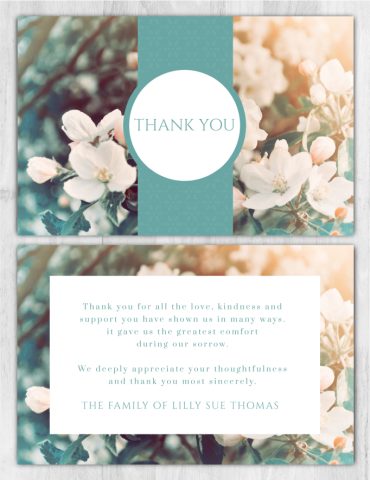 Memorial Thank You Cards White Flowers Theme