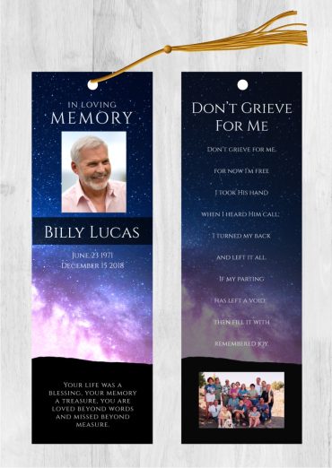 Funeral Bookmark Printing Night Sky