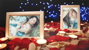 Funeral Memorial Slideshow Red & White Roses with Candles Theme