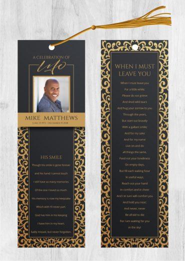 Funeral Bookmark Printing Black