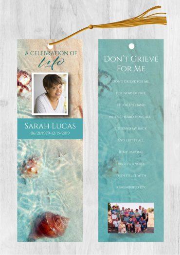 Funeral Bookmark Printing Sea Shells