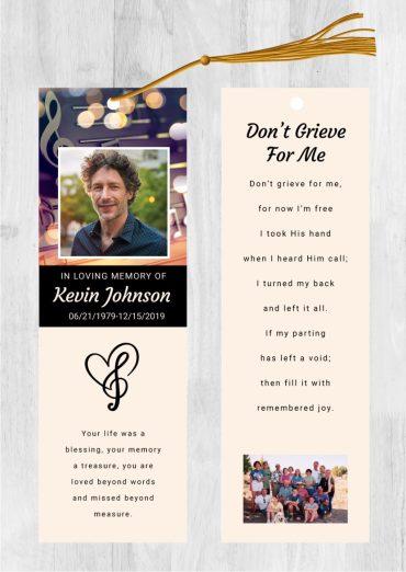 Funeral Bookmark Printing Music