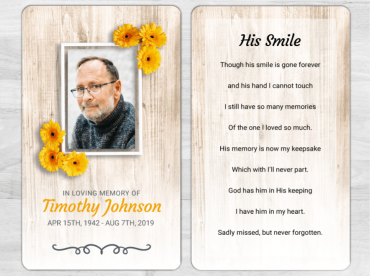 Wood Accents Memorial Prayer Card