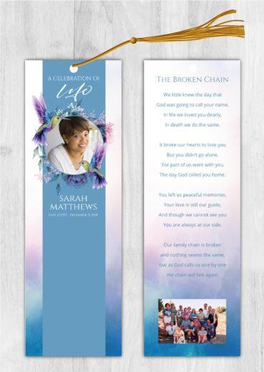 Funeral Bookmark Printing Birds