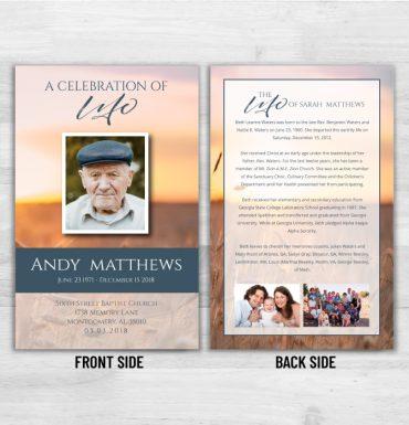 No-Fold Memorial Service Programs (Front&Back)