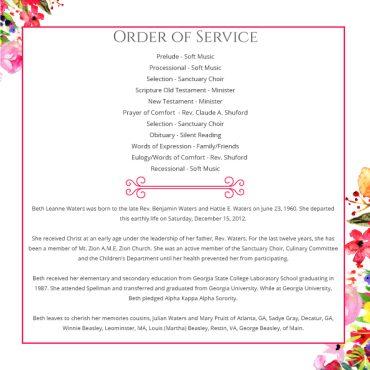 Funeral Program Memorial Fan 1096