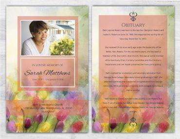 Custom Tulip Memorial Pamphlet Options