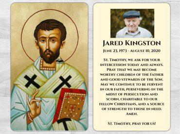 Saint Timothy Memorial Prayer Card