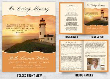 Memorial Card Lighthouse Theme